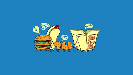 гамбургер и хот-дог сэндвич иллюстрация, еда, минимализм, HD обои HD wallpaper