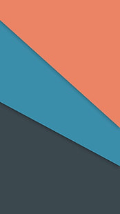 papier peint à rayures orange, bleu et noir, style de matériau, Android L, art numérique, motif, minimalisme, Fond d'écran HD HD wallpaper