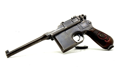brown handgun, gun, 