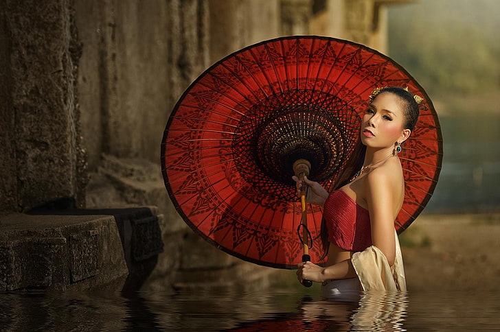 Asian, parasol, HD wallpaper
