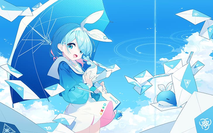 anime, gadis anime, Arsip Biru, arona (arsip biru), langit, Wallpaper HD
