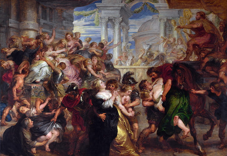 cuadro, Peter Paul Rubens, mitología, Pieter Paul Rubens, La violación de los sabinos, Fondo de pantalla HD