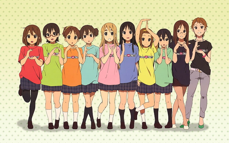 K-on anime, K-ON!, Nakano Azusa, Akiyama Mio, Hirasawa Yui, Tainaka Ritsu, Kotobuki Tsumugi, Sawako Yamanaka, Hirasawa Ui, Suzuki Jun, Kawaguchi Norimi, Manabe Nodoka, anime girls, anime, HD wallpaper