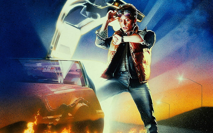 Zurück in die Zukunft digitale Kunst, Zurück in die Zukunft, Michael J. Fox, Filme, 1980er Jahre, HD-Hintergrundbild
