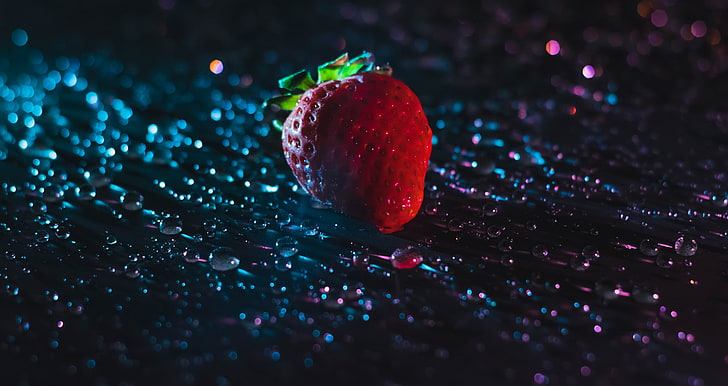 fraise, fraise, gouttes, gros plan, Fond d'écran HD