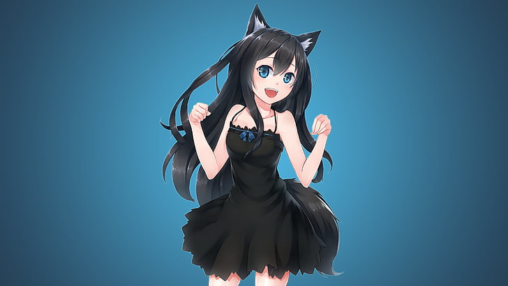 Anime, Anime Girls, Katzenmädchen, Tierohren, Nekomimi, Kleid, originelle Charaktere, HD-Hintergrundbild