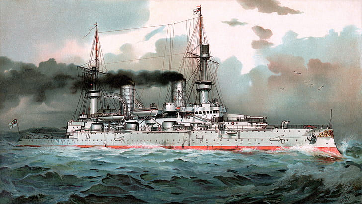 Kapal perang, Angkatan Laut Jerman, Kapal Perang, SMS Kaiser Wilhelm II, Wallpaper HD