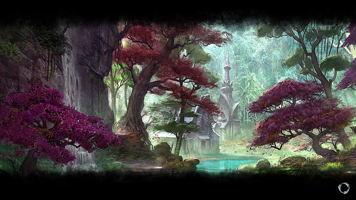 лесные цифровые обои, The Elder Scrolls Online, mmorpg, фэнтези арт, HD обои