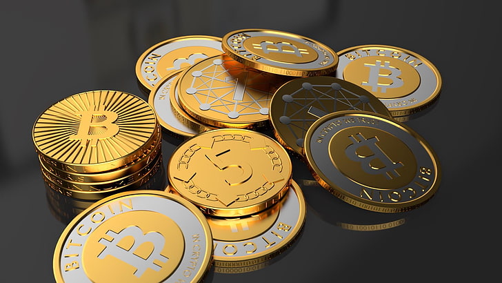 bitcoin, pieniądze, moneta, kryptowaluta, złoto, metal, waluta, gotówka, Tapety HD