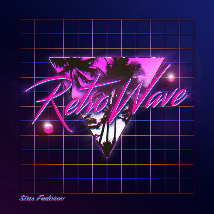 New Retro Wave, synthwave, neon, 1980s, typography, Photoshop, HD wallpaper