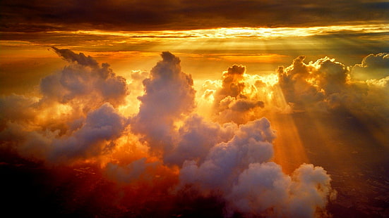Goldene Strahlen, Strahlen, golden, Wolken, Natur und Landschaften, HD-Hintergrundbild HD wallpaper