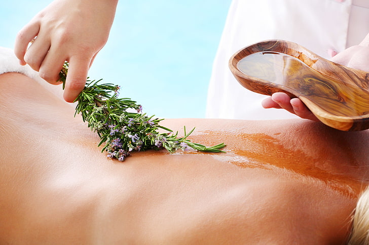 massagem terapêutica, mel, mulher, costas, massagem, HD papel de parede