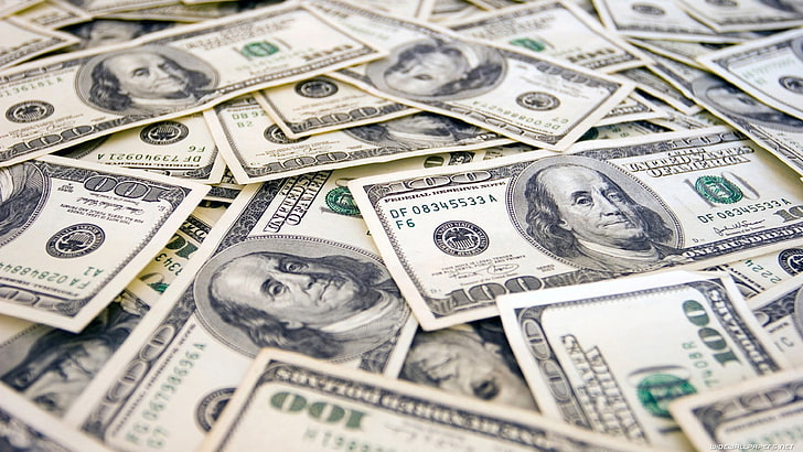 100 US dollar banknote lot, money, cash, bills, HD wallpaper