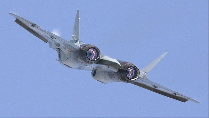 Düsenjäger, Sukhoi Su-57, Flugzeuge, Düsenjäger, Kampfflugzeug, HD-Hintergrundbild