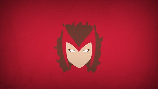 ilustracja kobieta głowa, Marvel Comics, bohater, Scarlet Witch, Blo0p, superbohater, minimalizm, czerwone tło, proste tło, Tapety HD HD wallpaper