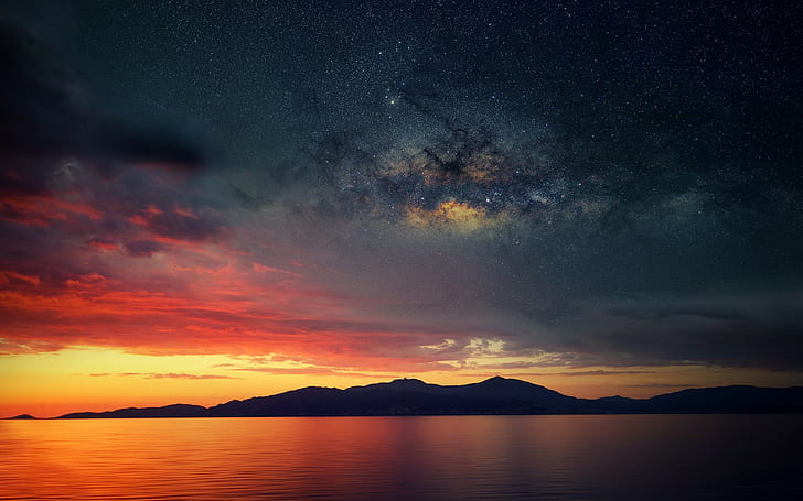 Corsica, Ajaccio, sunset, water, clouds, HD wallpaper