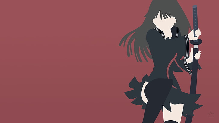 Katana, Anime Girls, Strümpfe, Schuluniform, Black Bullet, Anime, Minimalismus, Kisara Tendo, HD-Hintergrundbild