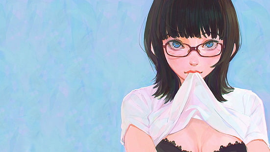 Anime Girls, artwork, Ilya Kuvshinov, Simple Background, HD wallpaper HD wallpaper