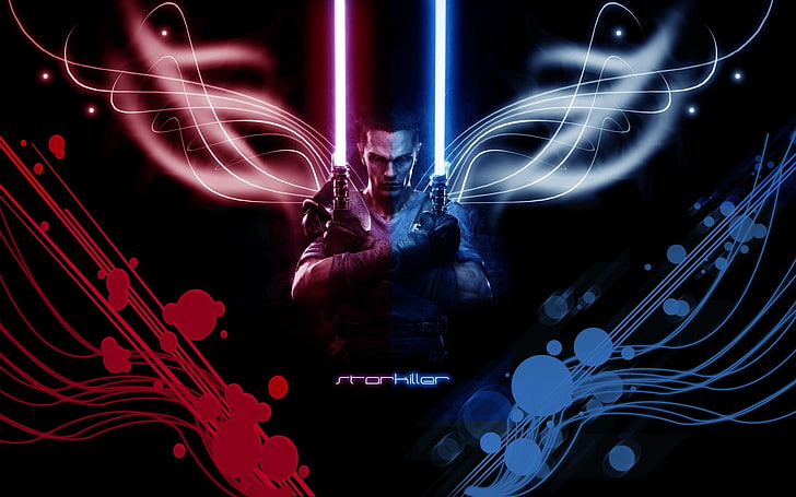 starkiller, Star Wars: The Force Unleashed, gry wideo, miecz świetlny, sztuka cyfrowa, kształty, Tapety HD