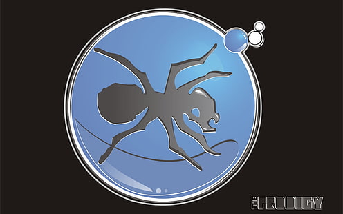 Логотип Prodigy, вундеркинд, муравей, круг, имя, фон, HD обои HD wallpaper