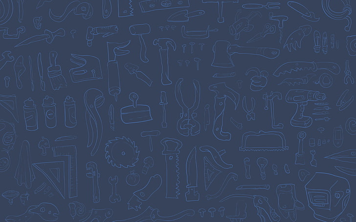 วอลล์เปเปอร์ล็อตเครื่องมือมือสีน้ำเงินพื้นหลังเครื่องมือภาพวาดรูปแบบ, วอลล์เปเปอร์ HD