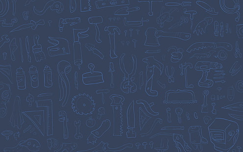 blaue Handwerkzeuglos Tapete, Hintergrund, Werkzeuge, Zeichnungen, Muster, HD-Hintergrundbild HD wallpaper