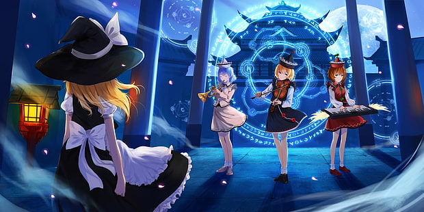 Anime, Touhou, Lunasa Prismriver, Lyrica Prismriver, Marisa Kirisame, Merlin Prismriver, HD-Hintergrundbild HD wallpaper