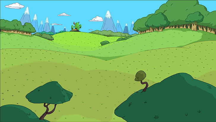 disegno di alberi verdi, Adventure Time, opere d'arte, Sfondo HD