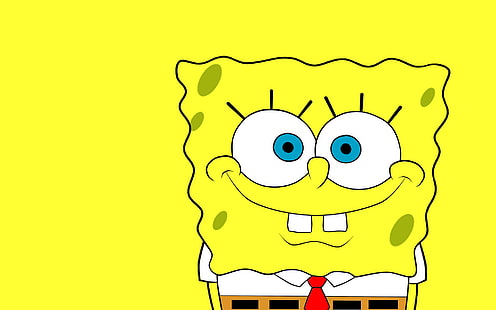 Illustration de SpongeBob SquarePants, jaune, sourire, SpongeBob SquarePants, pantalon carrée en éponge, Fond d'écran HD HD wallpaper