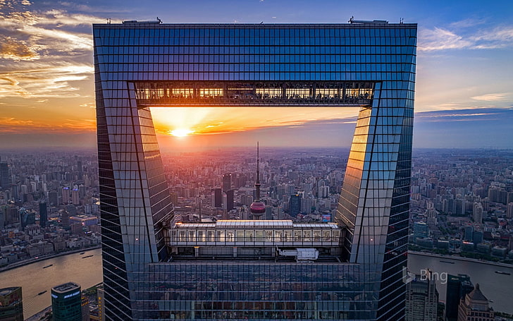 中国の上海世界金融センター-2017 ..、 HDデスクトップの壁紙