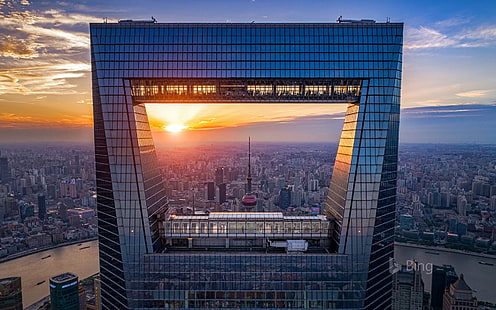 中国の上海世界金融センター-2017 ..、 HDデスクトップの壁紙 HD wallpaper