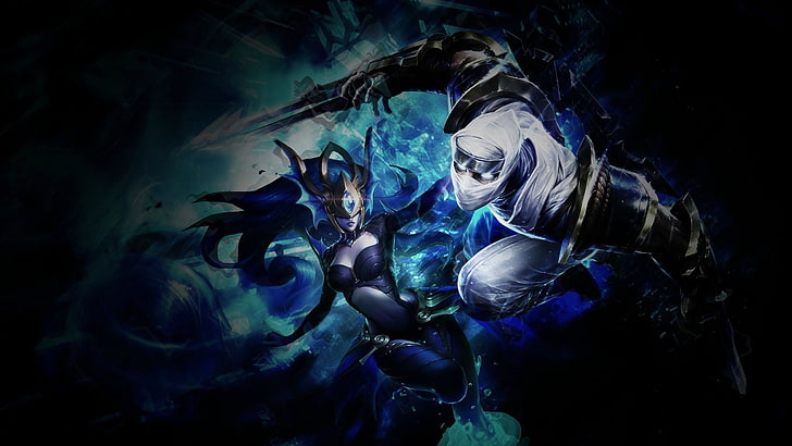 papel de parede digital de dois personagens fictícios, League of Legends, Syndra, videogames, HD papel de parede