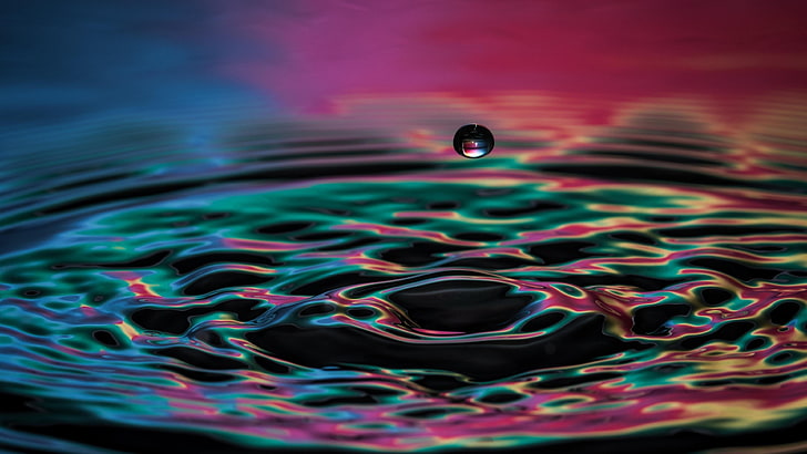 drop, water, colors, nature, close up, macro photography, droplet, waves, wave, rippling, ripple, HD wallpaper