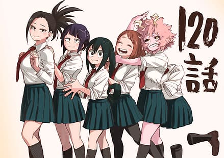 Boku no Hero Academia, Jirō Kyōka, Momo Yaoyorozu, Uraraka Ochako, Tsuyu Asui, Ashido Mina, Hagakure Tōru, HD тапет HD wallpaper