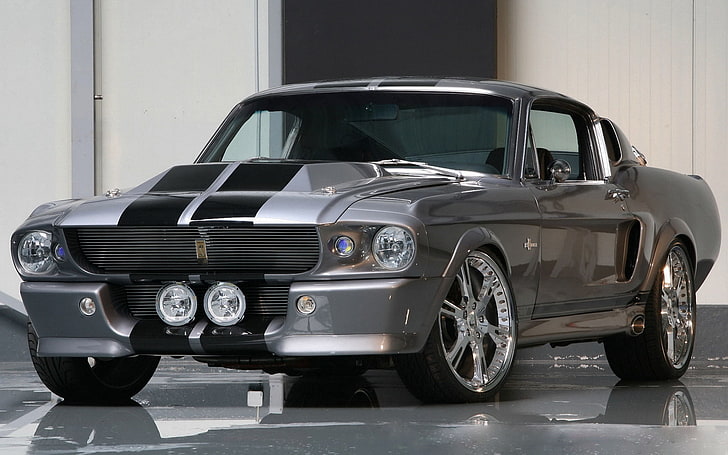 graues Ford Mustang Coupé, silber, Shelby GT500, Ford Mustang, Muscle Car, Eleonor, HD-Hintergrundbild
