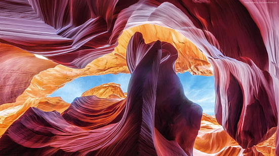 アンテロープキャニオン、岩の形成、アリゾナ、アメリカ合衆国、キャニオン、 HDデスクトップの壁紙 HD wallpaper
