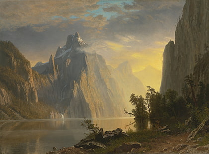  Albert Bierstadt, Lake in the Sierra Nevada, classical art, classic art, HD wallpaper HD wallpaper