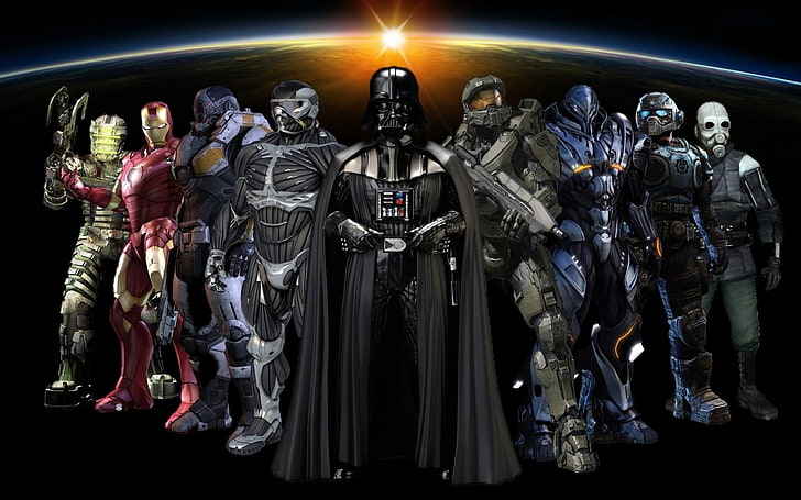 Дарт Вейдер Gears of War Массовый эффект Halo Crysis Dead Space Halflife 2 Ironman 1680x1050 Wallpap Видеоигры Gears of War HD Искусство, Дарт Вейдер, Gears of War, HD обои