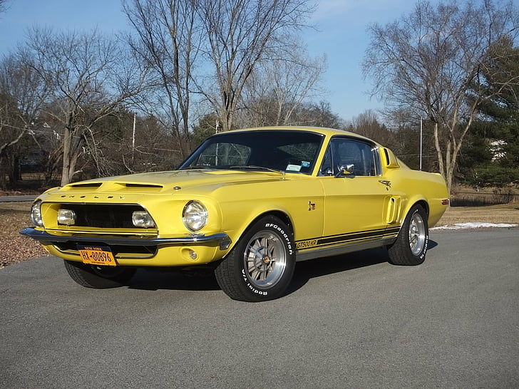 Ford, Shelby Cobra GT500 King Of The Road, Car, Fastback, Muscle Car, Yellow Car, HD wallpaper