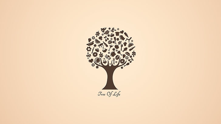 ilustraciones de texto del árbol de la vida marrón, fan art, metalenguaje, café, festivales, Fondo de pantalla HD
