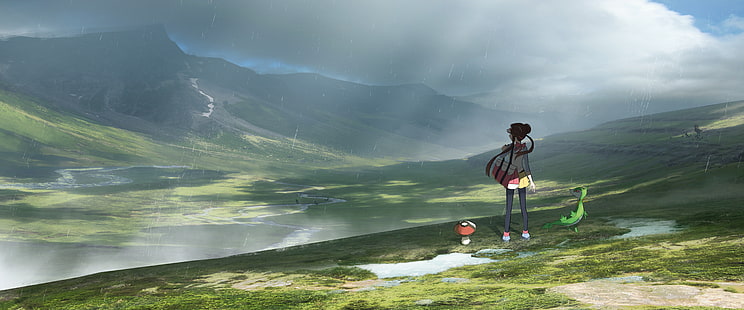 بوكيمون ، بوكيمون: أبيض وأسود 2 ، فتاة ، منظر طبيعي ، روزا (بوكيمون)، خلفية HD HD wallpaper