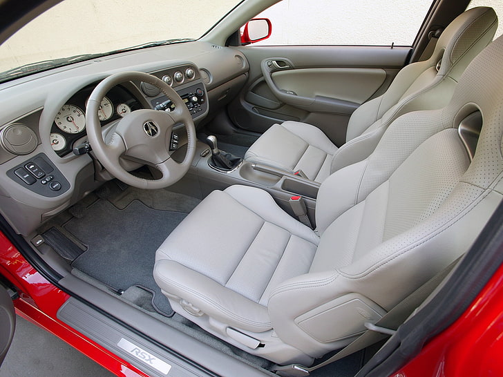 회색 Acura 스티어링 휠, acura, rsx, 2006, 살롱, 인테리어, 스티어링 휠, 속도계, HD 배경 화면