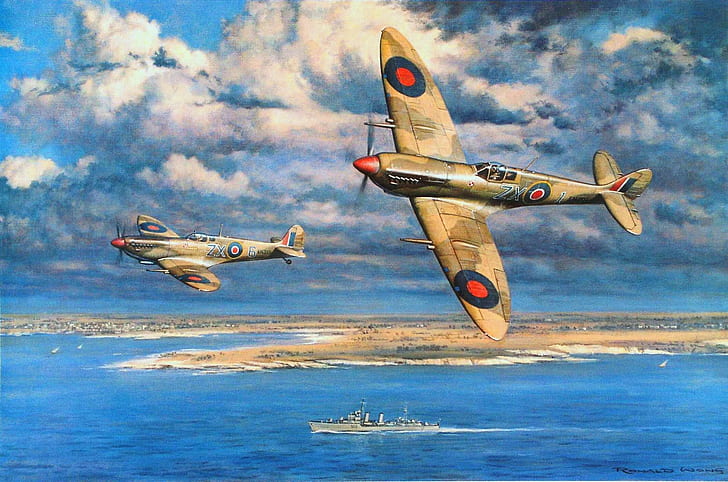 Втората световна война, военни, самолети, военни самолети, Обединеното кралство, самолет, spitfire, Supermarine Spitfire, Royal Airforce, HD тапет