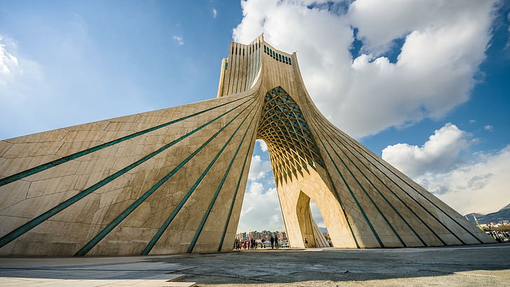 이란, 아자 디 타워, 하늘, 건축, 구름, HD 배경 화면