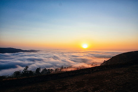 nubes, temprano, horizonte, paisaje, sol de la mañana, amanecer, Fondo de pantalla HD HD wallpaper