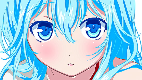 аниме, аниме девушки, Denpa Onna To Seishun Otoko, Touwa Erio, синие волосы, короткие волосы, голубые глаза, открытый рот, HD обои HD wallpaper