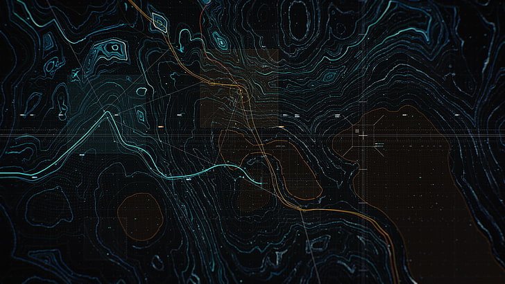 abstract, digital art, topographic, map, HD wallpaper