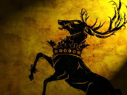 pintura de ciervos negros, Juego de Tronos, Casa Baratheon, sigilos, Fondo de pantalla HD HD wallpaper