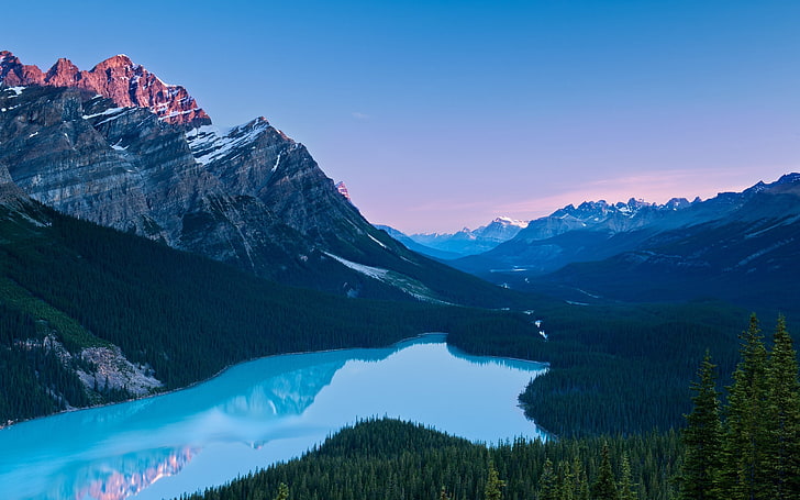 풍경, 산, 캐나다, 자연, 호수, 숲, 밴프 국립 공원, HD 배경 화면