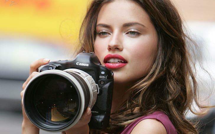 Adriana Lima, modell, kameror Canon, Adriana Lima, kameror Canon, mode, kändis, kändisar, flickor, modell, skådespelerska, supermodell, HD tapet